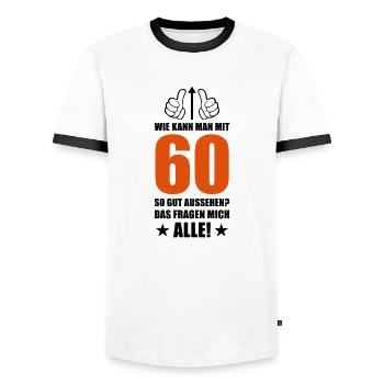 60 so gut aussehen - Männer Kontrast-T-Shirt - Weiß/Schwarz - Vorne - AI Model Female 172 light (172cm) & AI Model Male 178 dark (178cm)