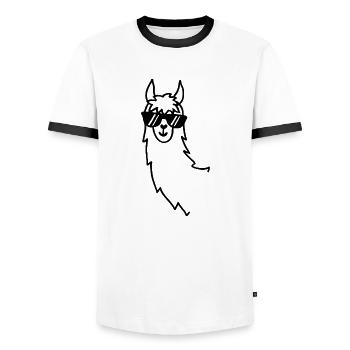 No drama llama alpaca - Men's Ringer Shirt - white/black - Front - AI Model Female 172 light (172cm) & AI Model Male 178 dark (178cm)