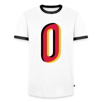 0 Number Germany Jersey Number black red gold - Men's Ringer Shirt - white/black - Front - AI Model Female 172 light (172cm) & AI Model Male 178 dark (178cm)