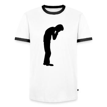 Depression stehend weinen - Männer Kontrast-T-Shirt - Weiß/Schwarz - Vorne - AI Model Female 172 light (172cm) & AI Model Male 178 dark (178cm)