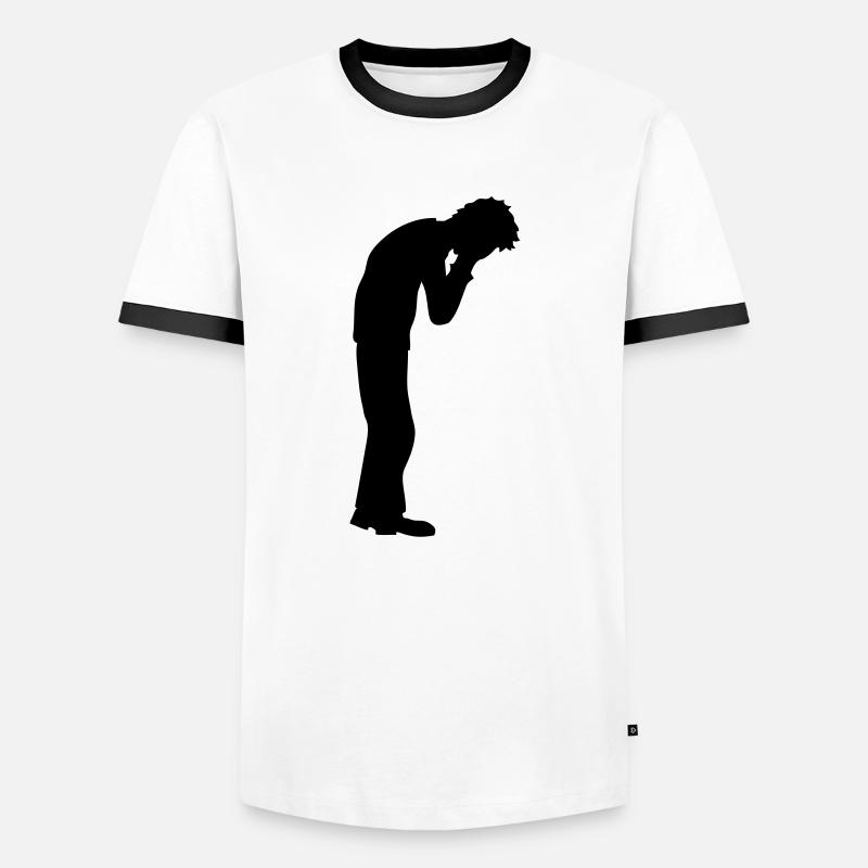 Depression stehend weinen - Männer Kontrast-T-Shirt - Weiß/Schwarz