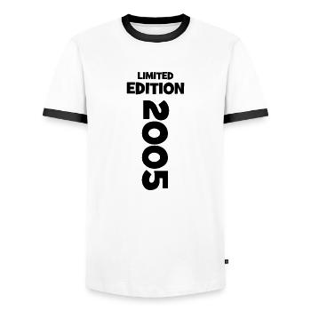 Édition Limitée - 2005 - Anniversaire - Année de naissance - T-shirt contrasté Homme - blanc/noir - Devant - AI Model Female 172 light (172cm) & AI Model Male 178 dark (178cm)
