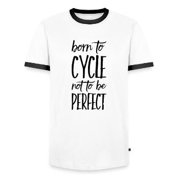 Geboren zum Fahrradfahren Radler Fahrrad Geschenk - Männer Kontrast-T-Shirt - Weiß/Schwarz - Vorne - AI Model Female 172 light (172cm) & AI Model Male 178 dark (178cm)