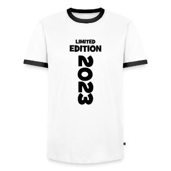 Limited Edition - 2023 - Geburtstag - Geburtsjahr - Männer Kontrast-T-Shirt - Weiß/Schwarz - Vorne - AI Model Female 172 light (172cm) & AI Model Male 178 dark (178cm)