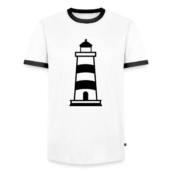 Lighthouse - Men's Ringer Shirt - white/black - Front - AI Model Female 172 light (172cm) & AI Model Male 178 dark (178cm)