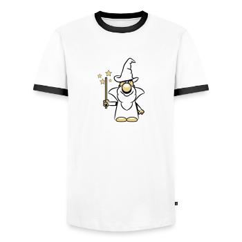 Magie de baguette magique Assistant Hat - T-shirt contrasté Homme - blanc/noir - Devant - AI Model Female 172 light (172cm) & AI Model Male 178 dark (178cm)
