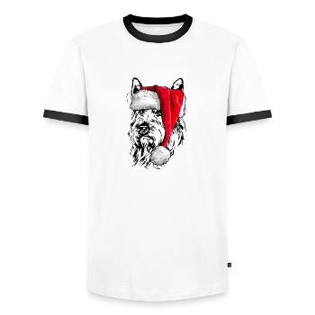 Santa BERGER PICARD Weihnachten Hunde Wilsigns - Männer Kontrast-T-Shirt - Weiß/Schwarz - Vorne - AI Model Female 172 light (172cm) & AI Model Male 178 dark (178cm)