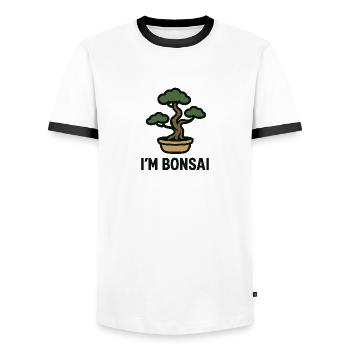 Bonsai Baum - Männer Kontrast-T-Shirt - Weiß/Schwarz - Vorne - AI Model Female 172 light (172cm) & AI Model Male 178 dark (178cm)