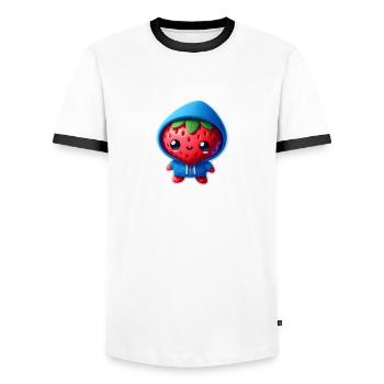 Süße Erdbeere - Männer Kontrast-T-Shirt - Weiß/Schwarz - Vorne - AI Model Female 172 light (172cm) & AI Model Male 178 dark (178cm)
