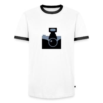 Appareil photo - T-shirt contrasté Homme - blanc/noir - Devant - AI Model Female 172 light (172cm) & AI Model Male 178 dark (178cm)