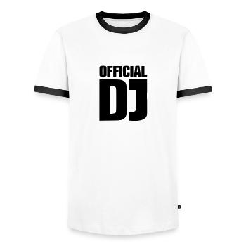 Official DJ - Men's Ringer Shirt - white/black - Front - AI Model Female 172 light (172cm) & AI Model Male 178 dark (178cm)