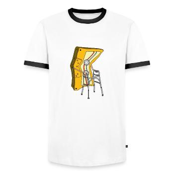 Old cassette musique style vintage - T-shirt contrasté Homme - blanc/noir - Devant - AI Model Female 172 light (172cm) & AI Model Male 178 dark (178cm)
