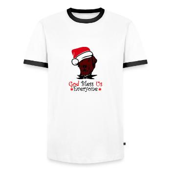 Gott segnet uns zu Weihnachten - Männer Kontrast-T-Shirt - Weiß/Schwarz - Vorne - AI Model Female 172 light (172cm) & AI Model Male 178 dark (178cm)