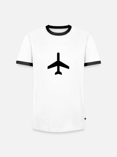 Flugzeug,Jet,Flughafen,Landebahn - Männer Kontrast-T-Shirt - Weiß/Schwarz