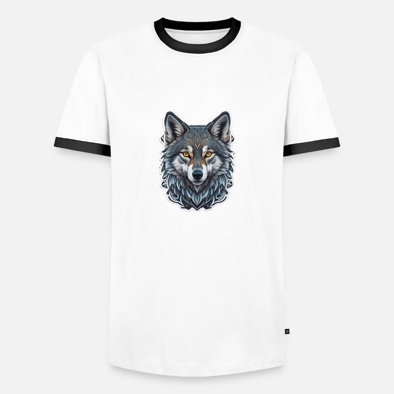 Wolf - Männer Kontrast-T-Shirt - Weiß/Schwarz