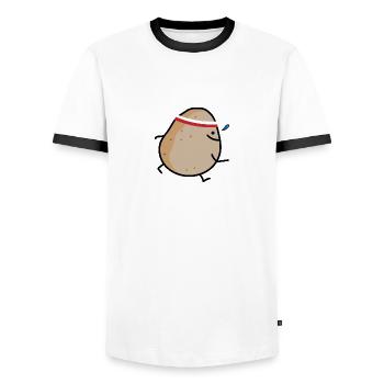 Rennende Kartoffel - Männer Kontrast-T-Shirt - Weiß/Schwarz - Vorne - AI Model Female 172 light (172cm) & AI Model Male 178 dark (178cm)