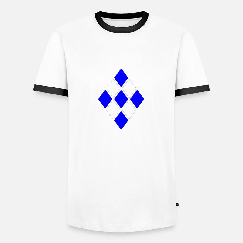 Diamond Pattern Blue White - Men's Ringer Shirt - white/black