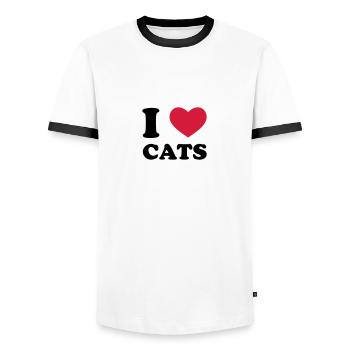 I Love Cats - T-shirt contrasté Homme - blanc/noir - Devant - AI Model Female 172 light (172cm) & AI Model Male 178 dark (178cm)