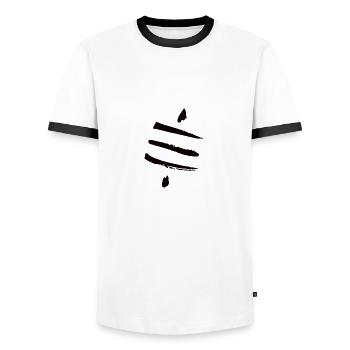 Rétro Bitcoin Crypto Symbole de Satoshi 21 - T-shirt contrasté Homme - blanc/noir - Devant - AI Model Female 172 light (172cm) & AI Model Male 178 dark (178cm)