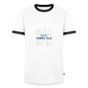 63. Geburtstag 63 Jahre alt Binärcode Coder - Männer Kontrast-T-Shirt - Weiß/Schwarz - Vorne - AI Model Female 172 light (172cm) & AI Model Male 178 dark (178cm)