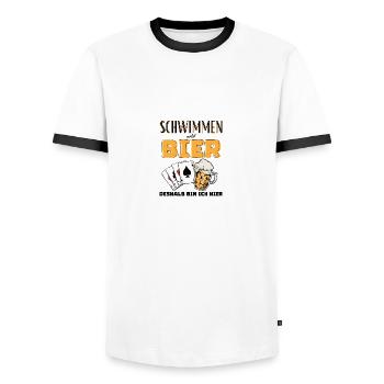 Baignade et bière - T-shirt contrasté Homme - blanc/noir - Devant - AI Model Female 172 light (172cm) & AI Model Male 178 dark (178cm)