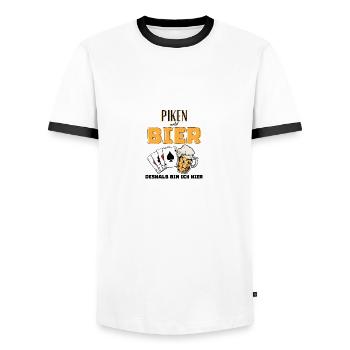 Piken und Bier - Männer Kontrast-T-Shirt - Weiß/Schwarz - Vorne - AI Model Female 172 light (172cm) & AI Model Male 178 dark (178cm)