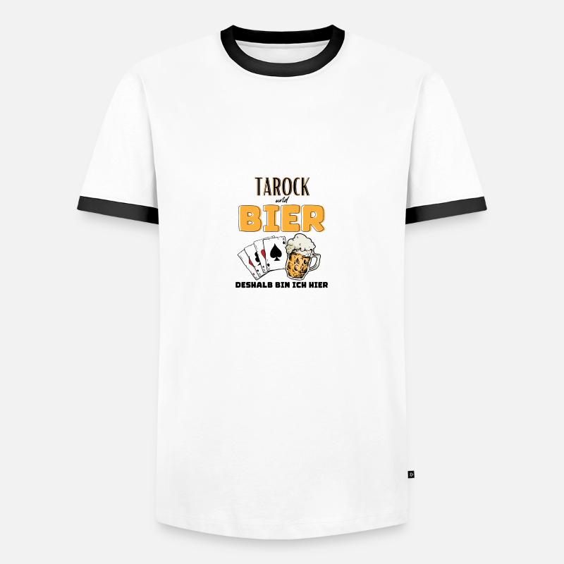 Tarock und Bier - Männer Kontrast-T-Shirt - Weiß/Schwarz