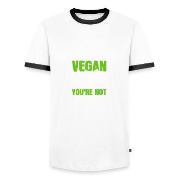 Warum bin ich vegan Veganer Aktivist Geschenk - Männer Kontrast-T-Shirt - Weiß/Schwarz - Vorne - AI Model Female 172 light (172cm) & AI Model Male 178 dark (178cm)