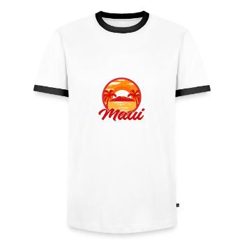 Maui Hawaii Sommer Strandliebhaber Geschenk - Männer Kontrast-T-Shirt - Weiß/Schwarz - Vorne - AI Model Female 172 light (172cm) & AI Model Male 178 dark (178cm)
