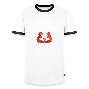 Arm Wrestling Champion Arm drücken Gift - Männer Kontrast-T-Shirt - Weiß/Schwarz - Vorne - AI Model Female 172 light (172cm) & AI Model Male 178 dark (178cm)