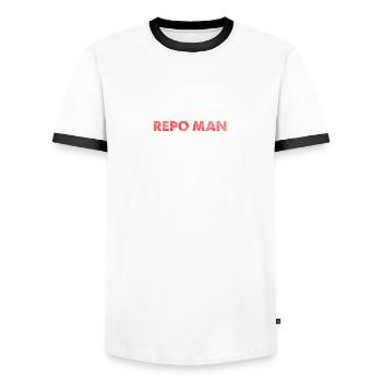 Delessed Quote Repo man parce que Badass Taker sous - T-shirt contrasté Homme - blanc/noir - Devant - AI Model Female 172 light (172cm) & AI Model Male 178 dark (178cm)