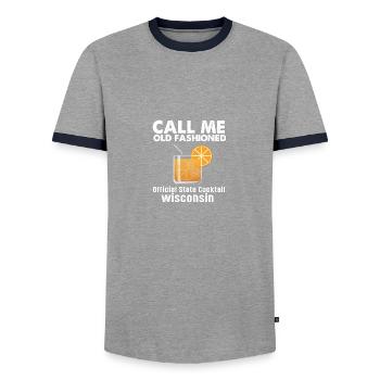 Call Me Old-fashioned - Wisconsin State Cockt - T-shirt contrasté Homme - gris/marine  - Devant - AI Model Female 172 light (172cm) & AI Model Male 178 light (178cm)