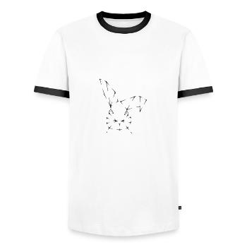 Hase | Streetfashion | minimal | Urban style - Männer Kontrast-T-Shirt - Weiß/Schwarz - Vorne - AI Model Female 172 light (172cm) & AI Model Male 178 dark (178cm)