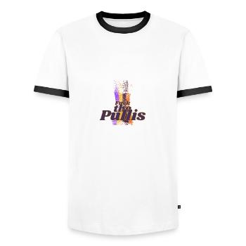 Fuck le Pullis - T-shirt contrasté Homme - blanc/noir - Devant - AI Model Female 172 light (172cm) & AI Model Male 178 dark (178cm)