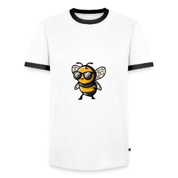 Biene Cool Tier - Männer Kontrast-T-Shirt - Weiß/Schwarz - Vorne - AI Model Female 172 light (172cm) & AI Model Male 178 dark (178cm)