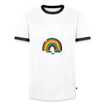 RAINBOW - Men's Ringer Shirt - white/black - Front - AI Model Female 172 light (172cm) & AI Model Male 178 dark (178cm)