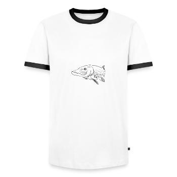 Hecht linéaire - T-shirt contrasté Homme - blanc/noir - Devant - AI Model Female 172 light (172cm) & AI Model Male 178 dark (178cm)