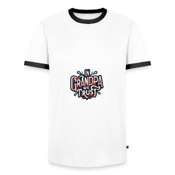 Opa vertrauen wir lieben unseren Opa - Männer Kontrast-T-Shirt - Weiß/Schwarz - Vorne - AI Model Female 172 light (172cm) & AI Model Male 178 dark (178cm)