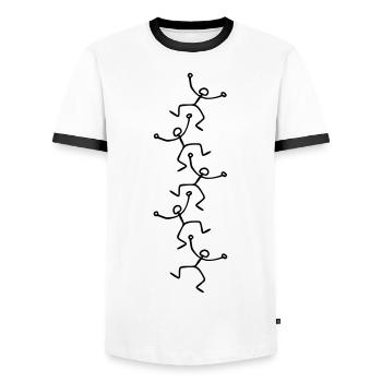 Figuren / figures - Männer Kontrast-T-Shirt - Weiß/Schwarz - Vorne - AI Model Female 172 light (172cm) & AI Model Male 178 dark (178cm)