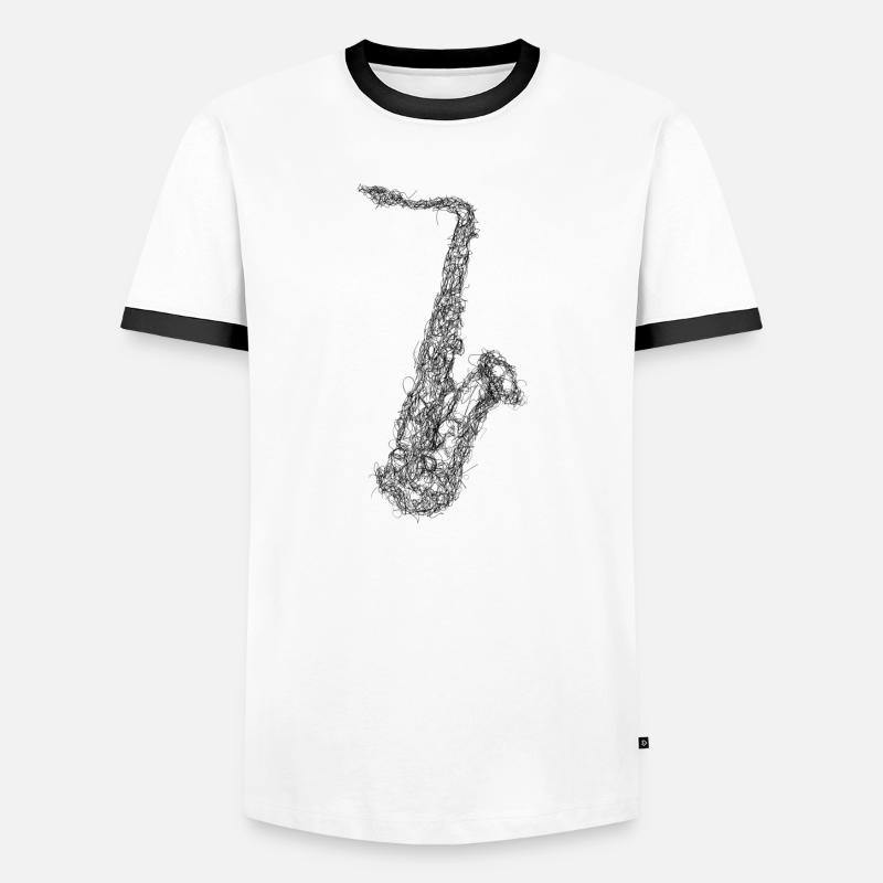 Saxophone Scribble - Men's Ringer Shirt - white/black