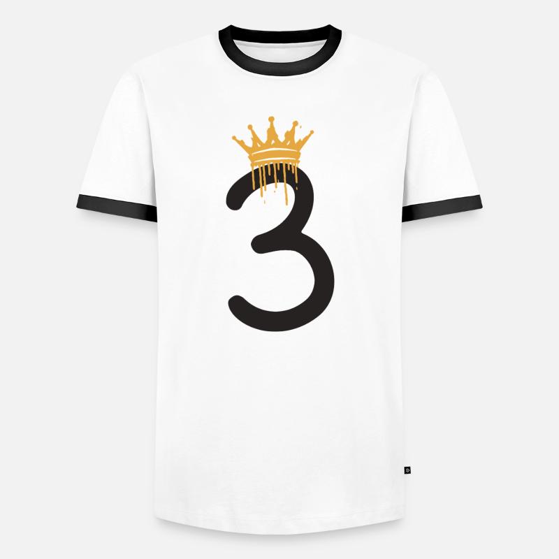 3 - Männer Kontrast-T-Shirt - Weiß/Schwarz