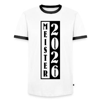 Champion 2026 Championship - Men's Ringer Shirt - white/black - Front - AI Model Female 172 light (172cm) & AI Model Male 178 dark (178cm)