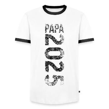 Dad 2025 Dad 2025 Supergrunge Black - Men's Ringer Shirt - white/black - Front - AI Model Female 172 light (172cm) & AI Model Male 178 dark (178cm)