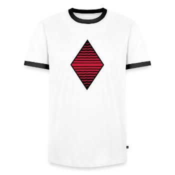 Nombreuses lignes de mires de traits de forme losa - T-shirt contrasté Homme - blanc/noir - Devant - AI Model Female 172 light (172cm) & AI Model Male 178 dark (178cm)