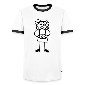 Fotografin mit Kamera - Männer Kontrast-T-Shirt - Weiß/Schwarz - Vorne - AI Model Female 172 light (172cm) & AI Model Male 178 dark (178cm)
