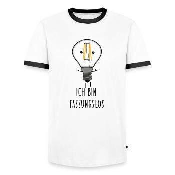 Lustige Glühbirne ohne Fassung - Männer Kontrast-T-Shirt - Weiß/Schwarz - Vorne - AI Model Female 172 light (172cm) & AI Model Male 178 dark (178cm)