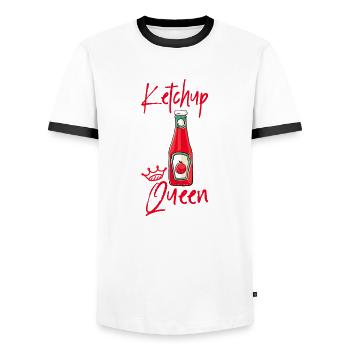 Ketchup Queen 3 - Männer Kontrast-T-Shirt - Weiß/Schwarz - Vorne - AI Model Female 172 light (172cm) & AI Model Male 178 dark (178cm)