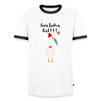 Gans frohes Fest - Männer Kontrast-T-Shirt - Weiß/Schwarz - Vorne - AI Model Female 172 light (172cm) & AI Model Male 178 dark (178cm)