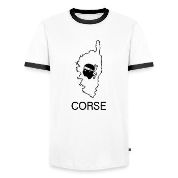 Course - T-shirt contrasté Homme - blanc/noir - Devant - AI Model Female 172 light (172cm) & AI Model Male 178 dark (178cm)
