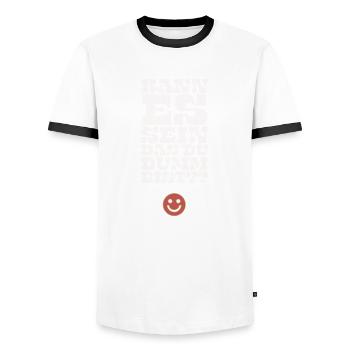 Kann es sein das du Dumm bist? - Männer Kontrast-T-Shirt - Weiß/Schwarz - Vorne - AI Model Female 172 light (172cm) & AI Model Male 178 dark (178cm)